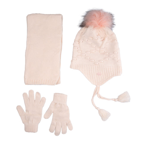 Kitti 3-Delig Winter Set | Muts met Fleecevoering - Sjaal - Handschoenen | 4-8 Jaar Meisjes | Diamant-01 (K2170-01)