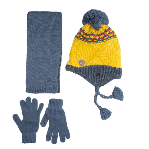 Kitti 3-Delig Winter Set | Muts met Fleecevoering - Sjaal - Handschoenen | 4-8 Jaar Jongens | Sport-02 (K2170-08)