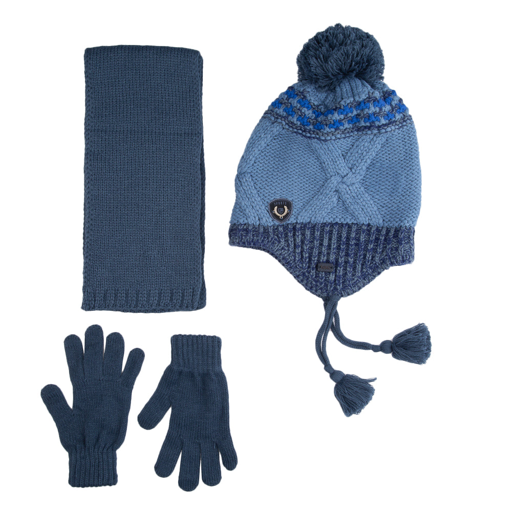 Kitti 3-Delig Winter Set | Muts met Fleecevoering - Sjaal - Handschoenen | 4-8 Jaar Jongens | Sport-04 (K2170-08)